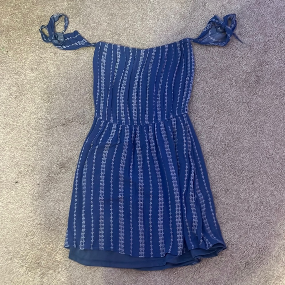 Exist blue and white off the shoulder dress